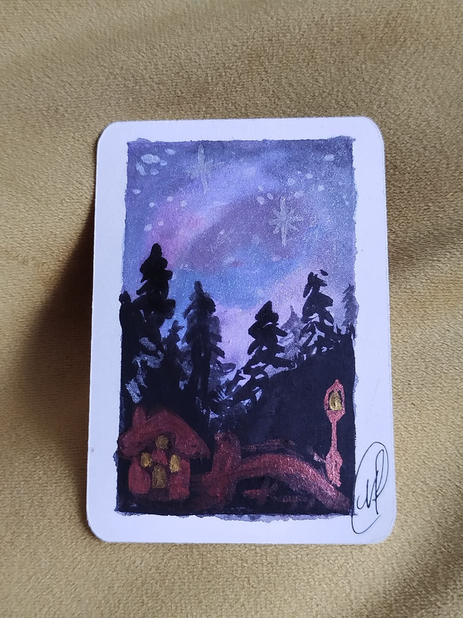 Cabin in the woods, Nature ACEO by Nathaniel Fuster