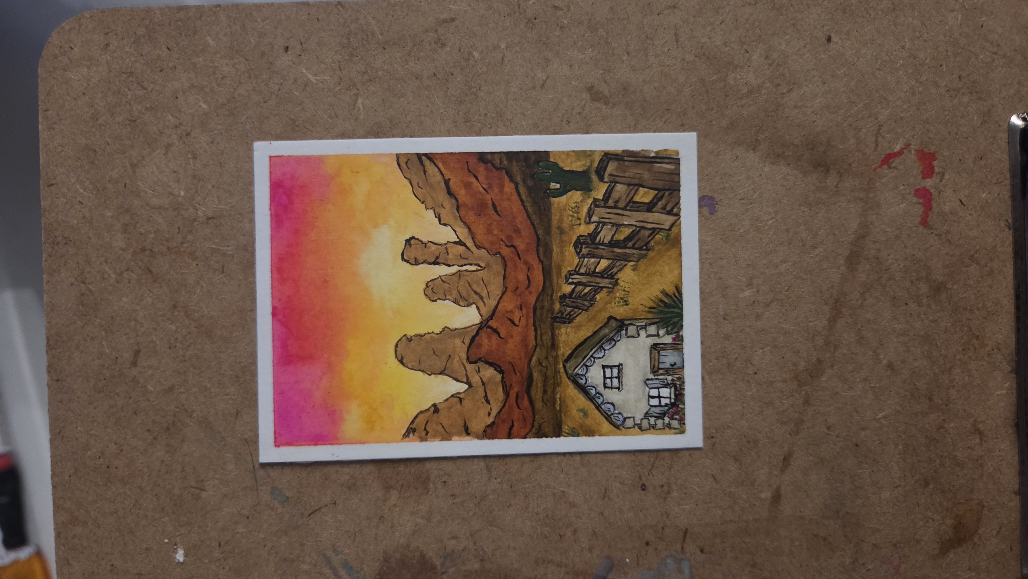 Red Rock Cottage, Nature ACEO by Megan Flickinger