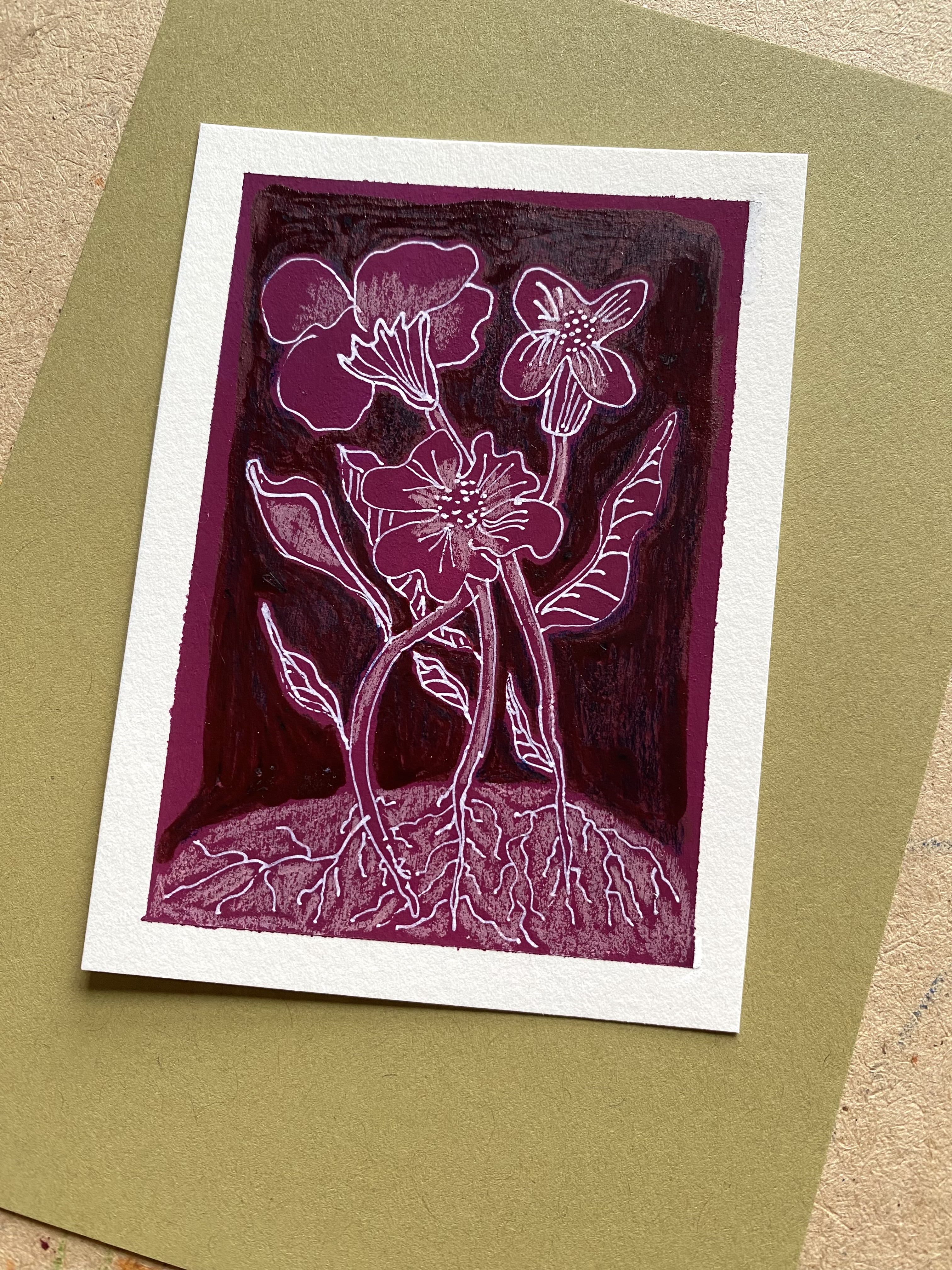 Aubergine Garden, Botanical ACEO by Joni M Russell