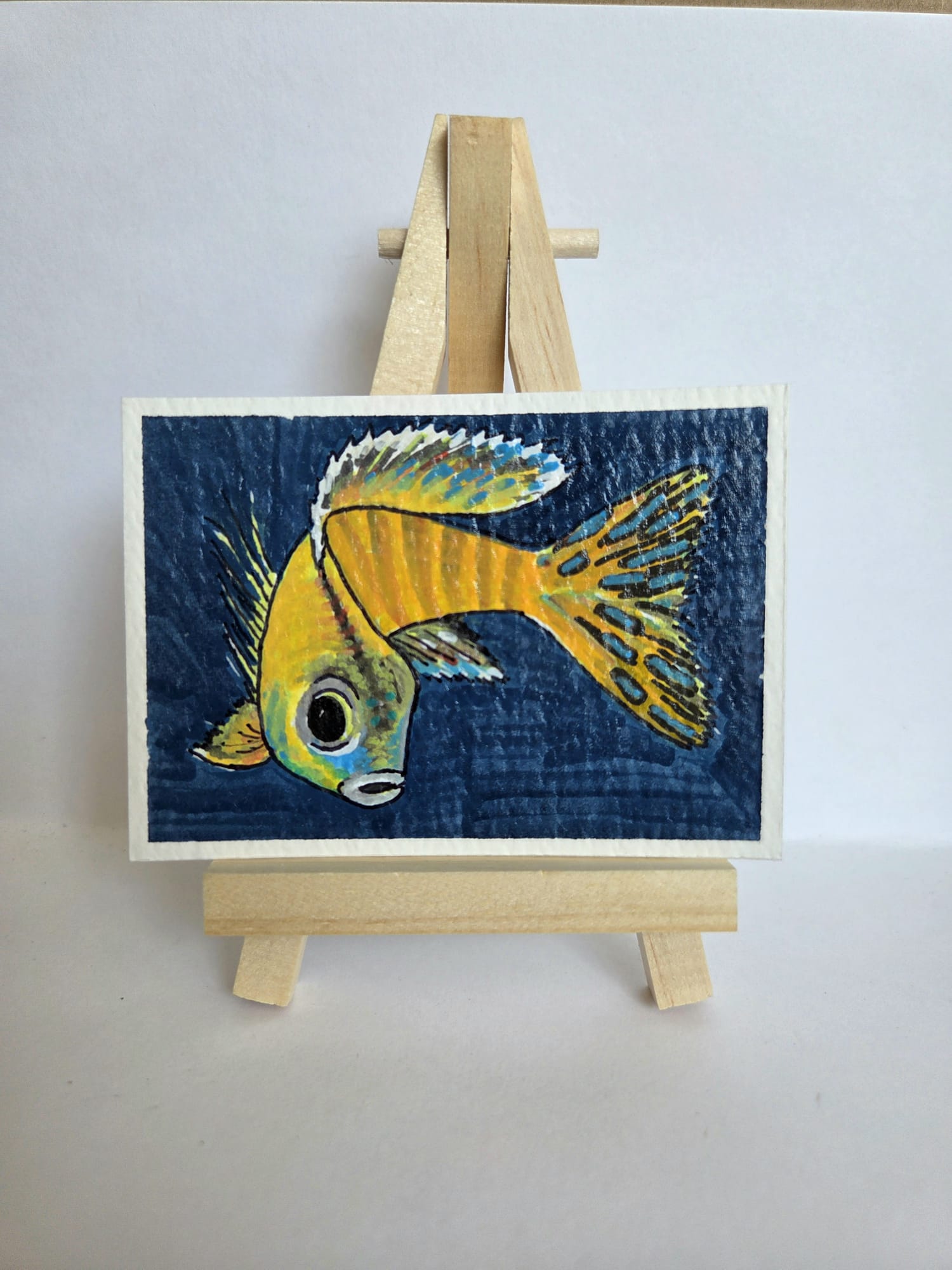 Yellow Fish, Animals ACEO by Lori Iaboni