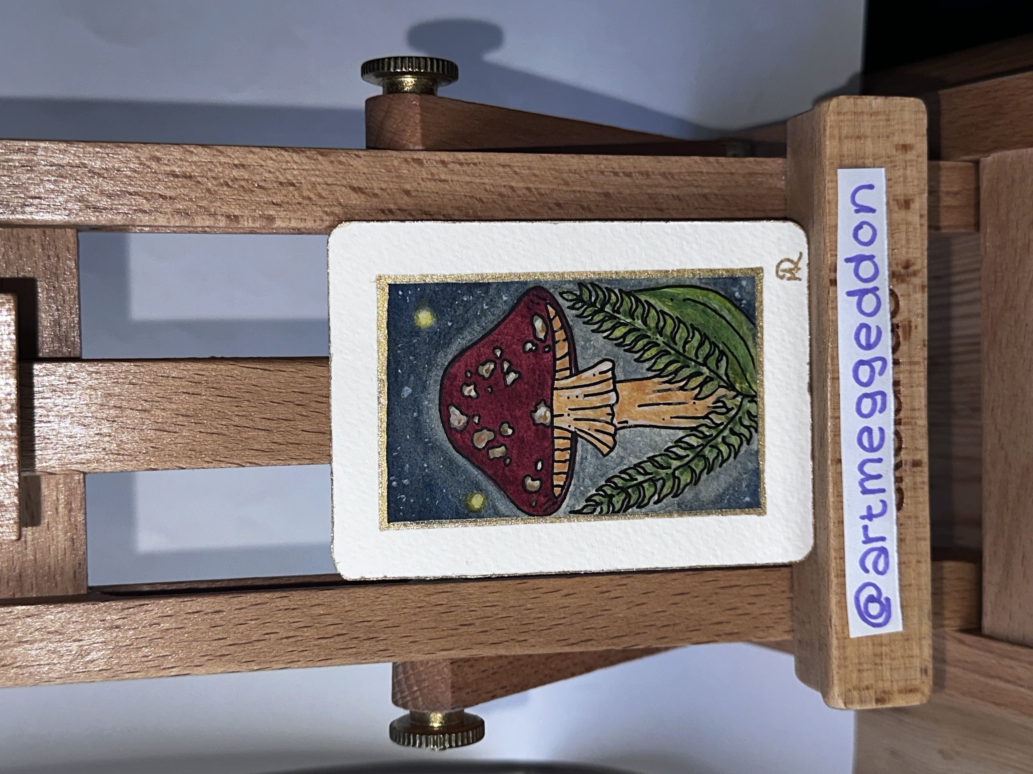 Midnight Mushroom, Whimsical ACEO by Meg Ryan