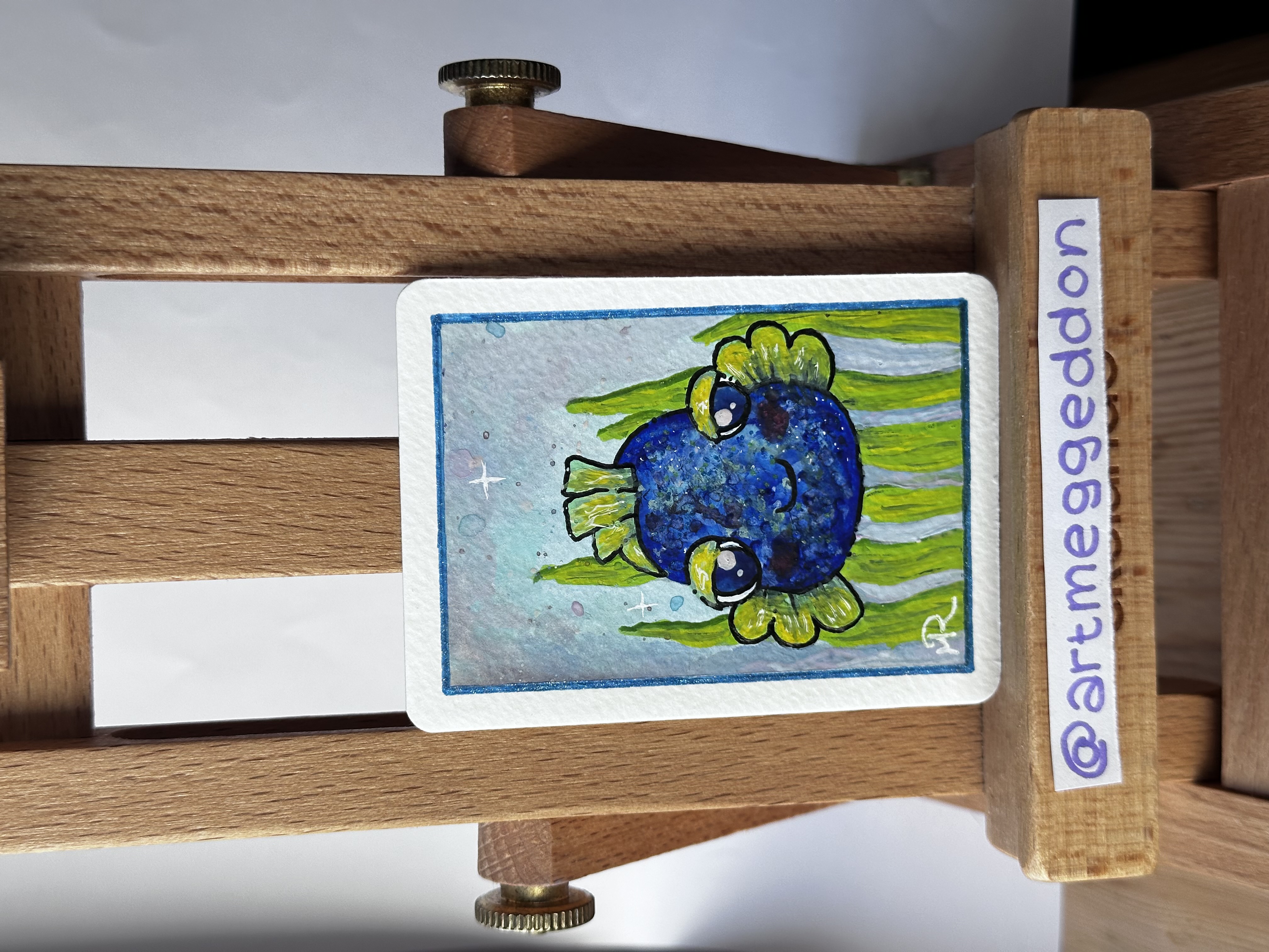 Azul the Fish, Whimsical ACEO by Meg Ryan
