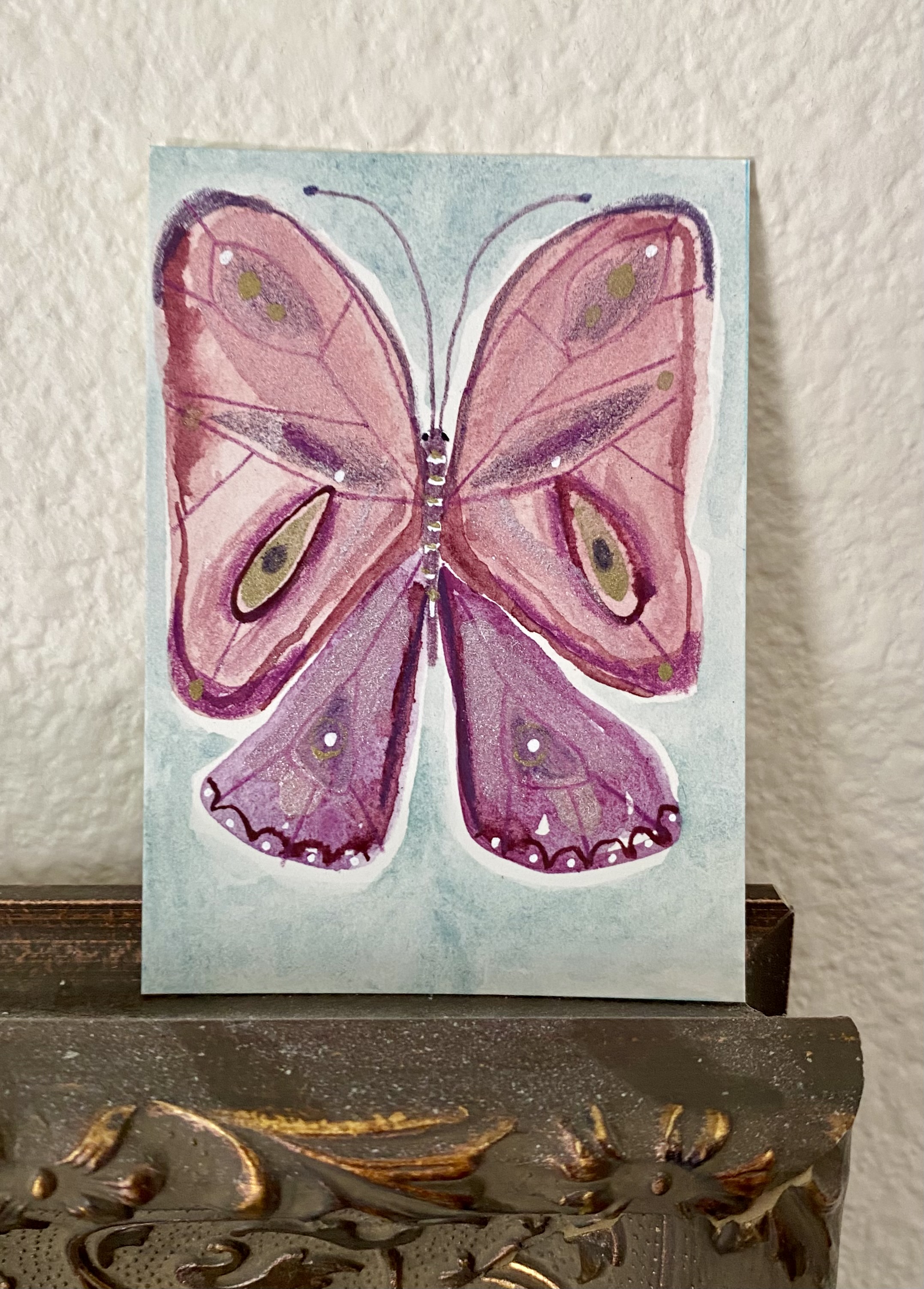 Mauve Pink Butterfly, Nature ACEO by Joni M Russell