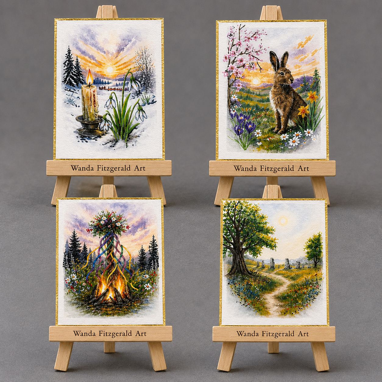 ACEO Print Set 2 – Wheel of the Year | Imbolc, Ostara, Beltane & Litha process image 5 by Wanda Fitzgerald