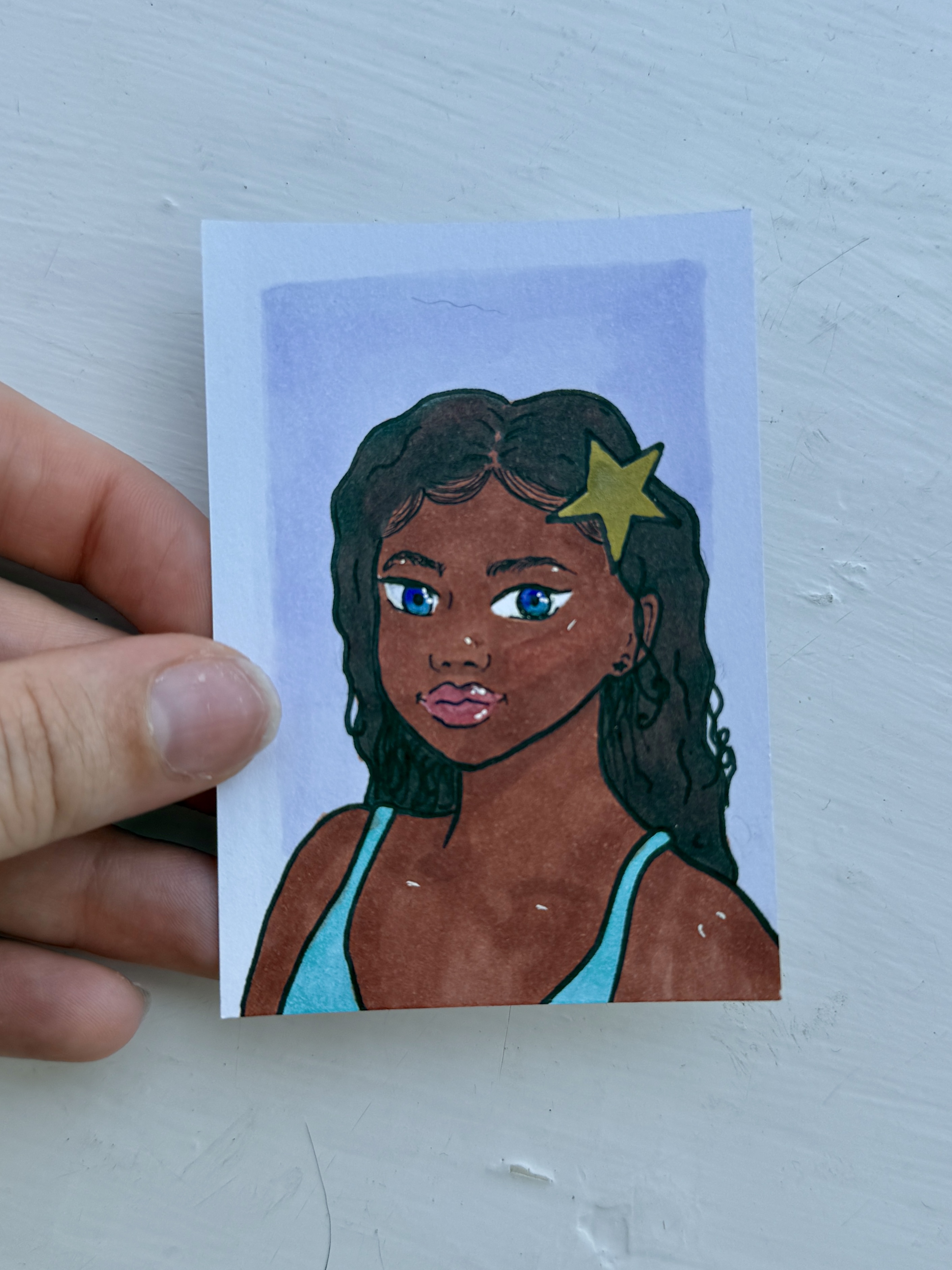 Woman with Star Hair Clip, Portrait ACEO by Amber Kelsey