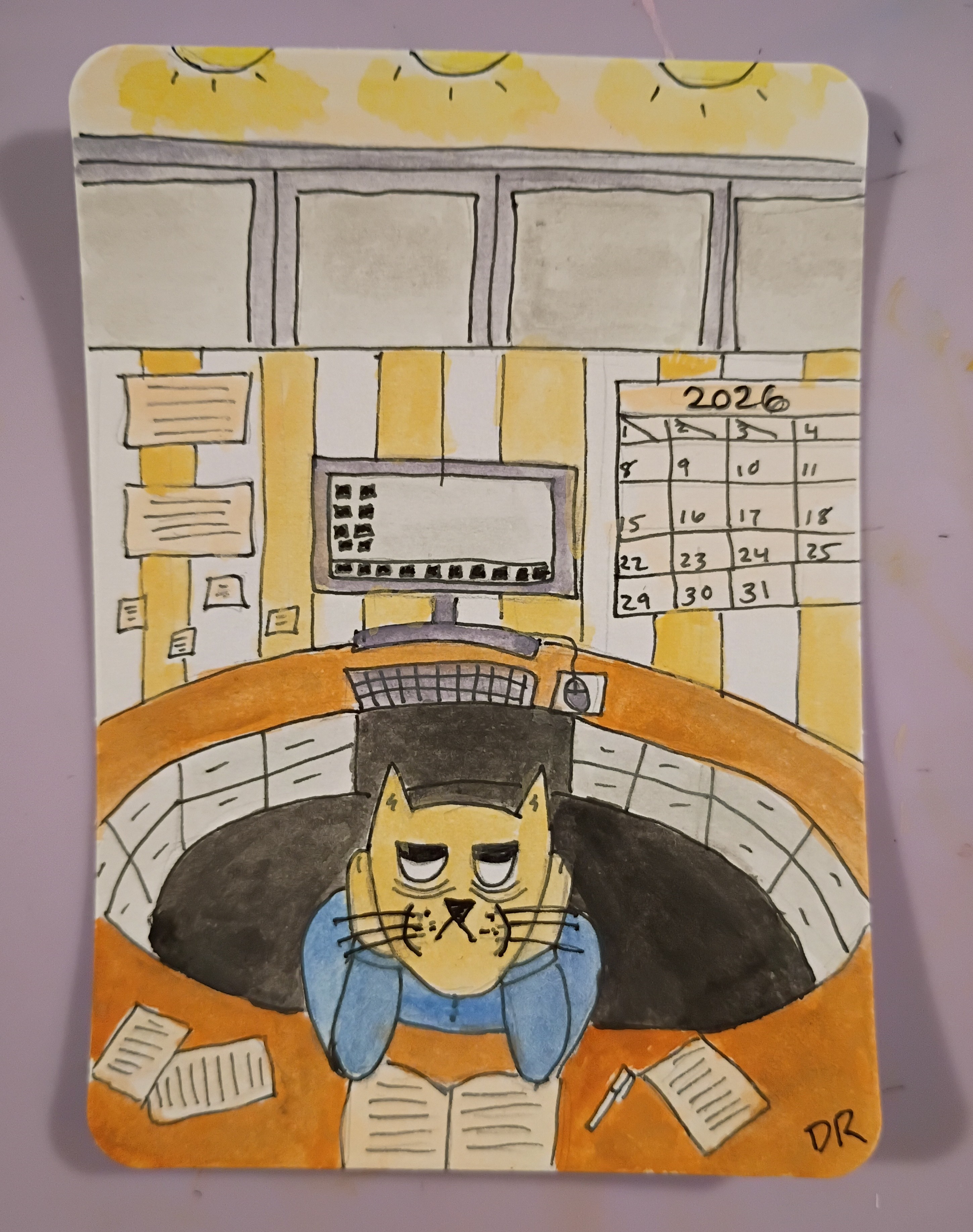 "Cat" Your Service, Animals ACEO by Danielle Redmond