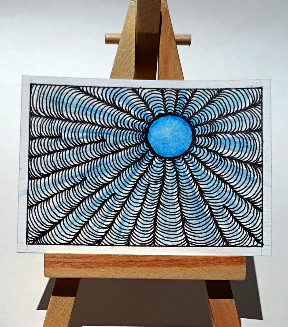 Rainbow Sun : Blue, Abstract ACEO by Garden Gnome Studios