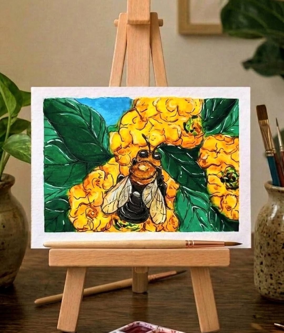Bright Bee, Animals ACEO by Becca M