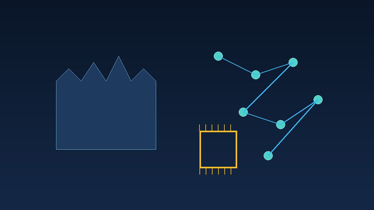 Editorial cover: geometric castle turrets linked to teal circuit nodes and gold chip outline for Disney first CTO.
