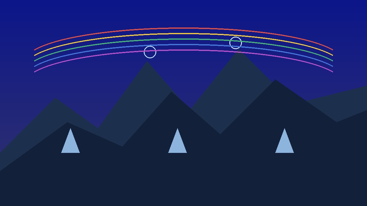 Editorial cover: abstract Himalayan ridge, prayer-flag arcs and twin summit silhouettes in ice-blue and indigo for Tenzing Apple TV.