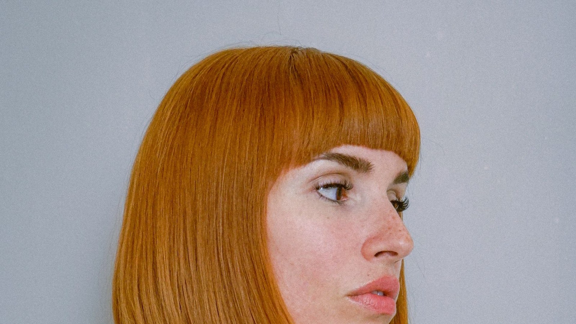 Heavy fringe bob beauty photograph, unnamed model