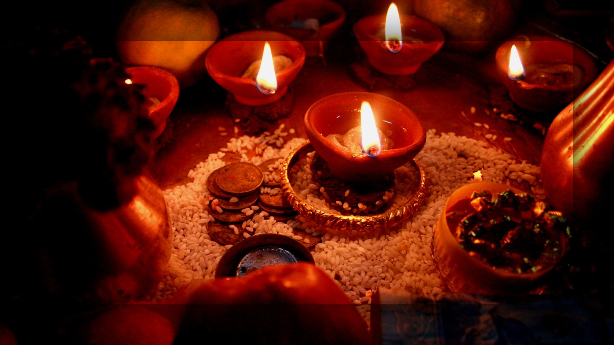 Photoreal Diwali oil lamps festival still for Jitiya Vrat 2026 paran culture guide — no named faces.