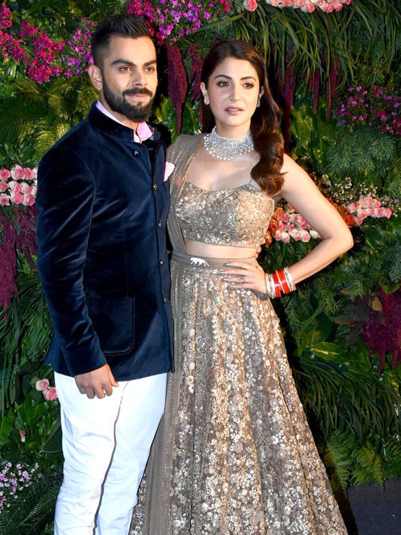 Virat Kohli and Anushka Sharma at their wedding reception in Mumbai in December 2017