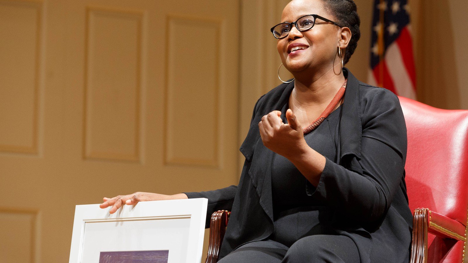 Edwidge Danticat, a 2026 National Book Award fiction finalist, at the National Book Festival in 2019
