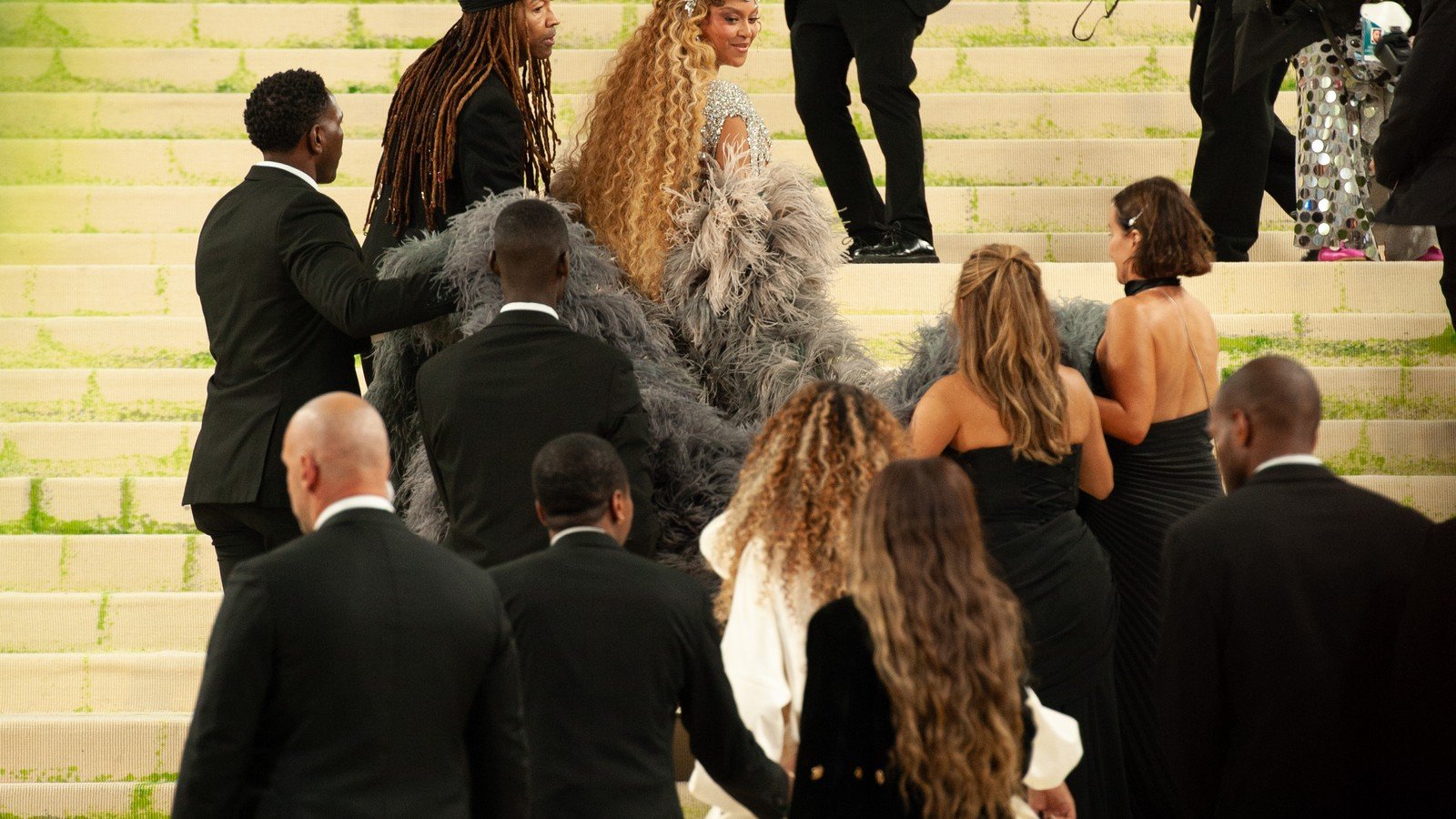 Beyoncé, Blue Ivy Carter and Olivier Rousteing on the steps at the 2026 Met Gala