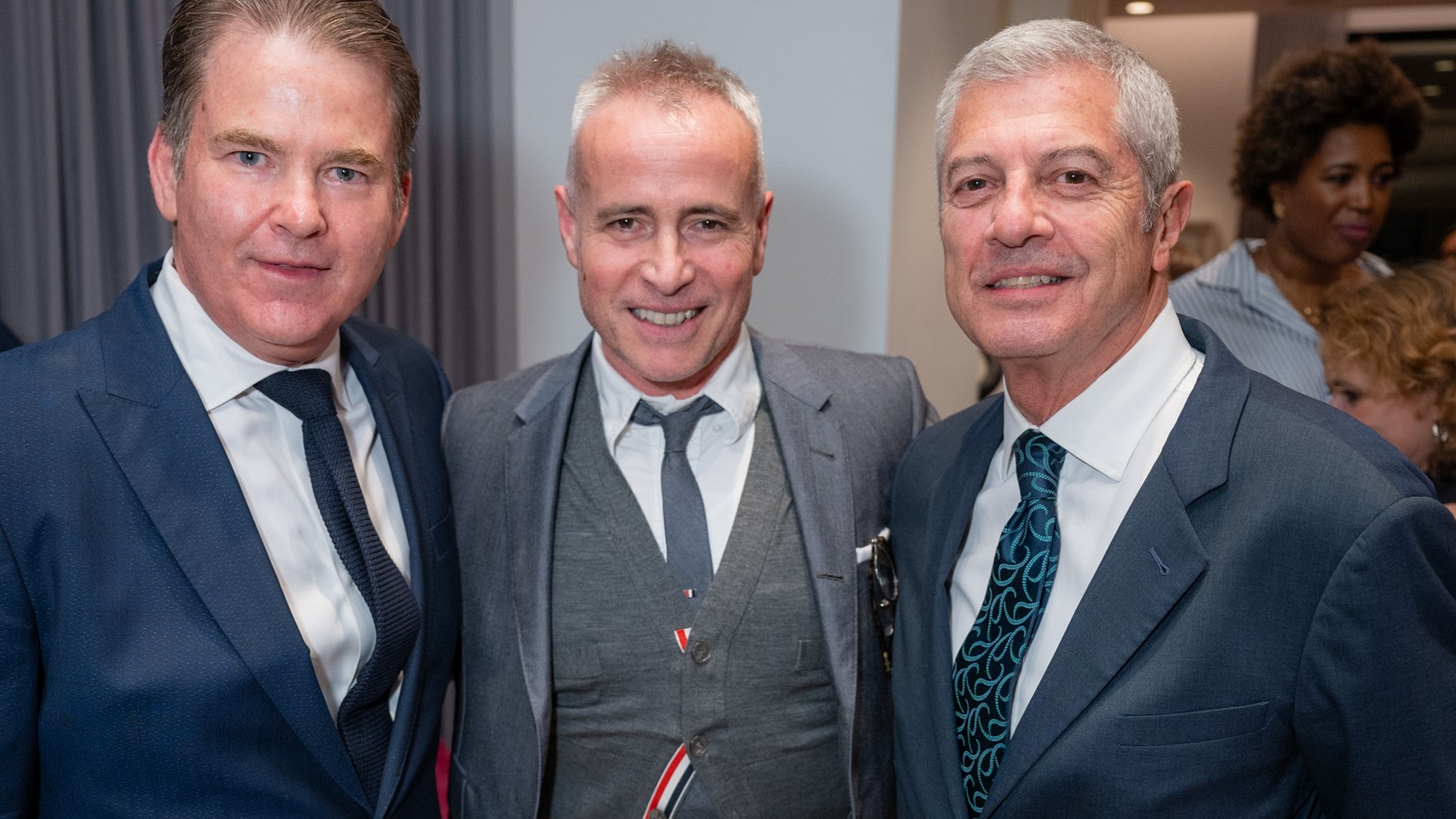 Designer Thom Browne, center, at an event in New York, Oct. 30, 2024