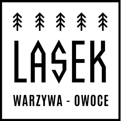 Logo sklepu z warzywami i owocami Lasek. Projekt - Marta Sieczkowska. Logo of fruit and vegetable shop Lasek by Marta Sieczkowska.