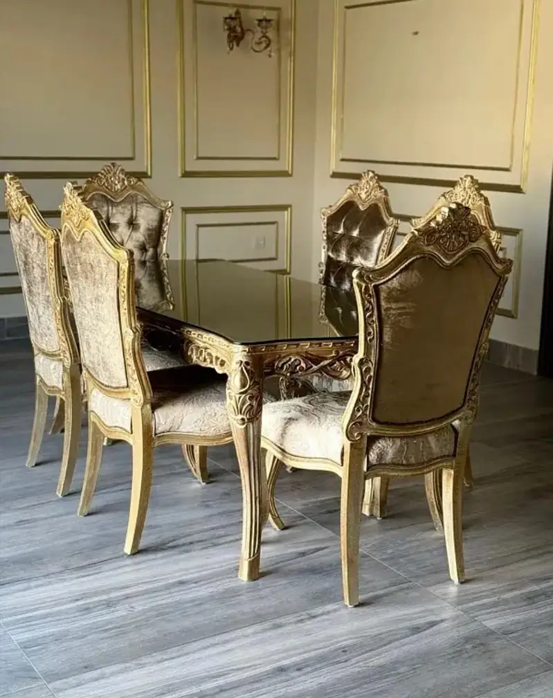 Dining table with six chairs