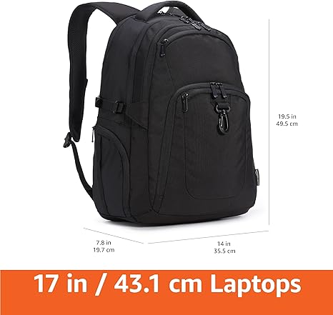 Travel Laptop Backpack with Multiple Pockets and Compartments for 17 in / 43.1 cm Laptop, Water Resi