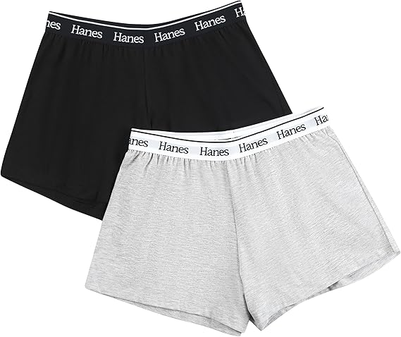 Hanes Womens Originals Pajama Shorts Pack, 2-Pack, Comfywear Pajamas for Women Set, Loungewear Cloth