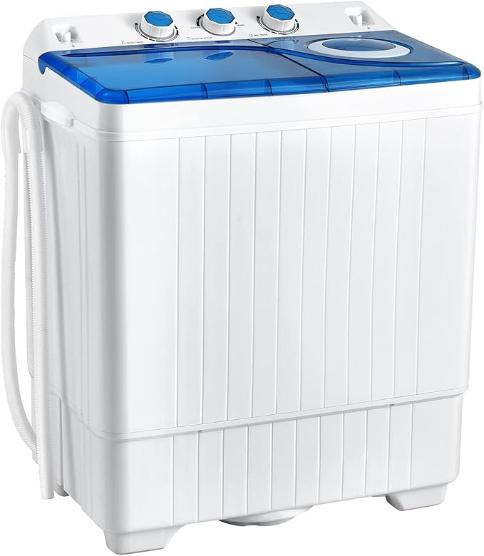 COSTWAY Portable Washing Machine, Twin Tub 26lbs Capacity Laundry Washer, 18lbs Washer and 8lbs Spin