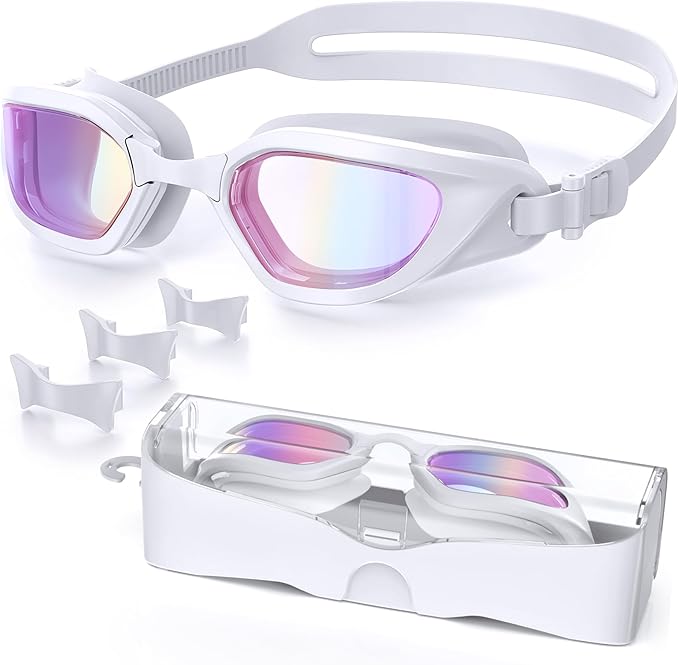 Swim Goggles, Unisex Adult Swimming Goggles Anti Fog Anti UV No Leakage Wide View for Men Women Yout
