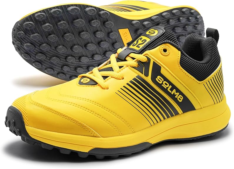 SOLM8 S2 Cricket Shoes Men Boys Junior Players - Advanced Grip Rubber Spikes for Turf/Grass, Ultrali