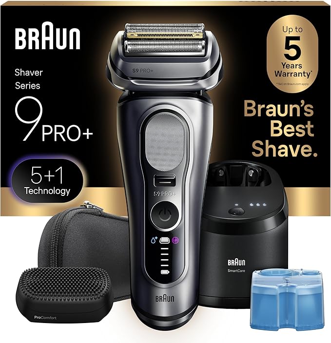 Braun Series 9 PRO+ Electric Shaver, Wet & Dry Razor, Pro SensoAdapt, 6in1 SmartCare Center, 9697CC,