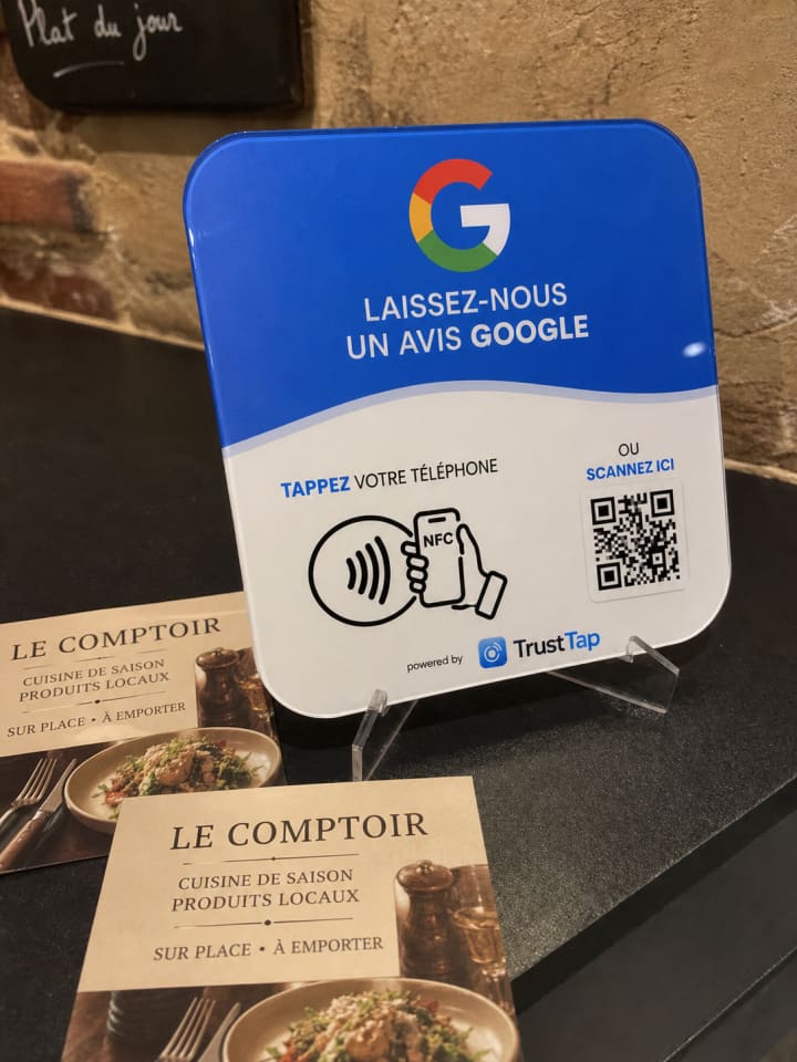 TrustTap plate at a customer touchpoint