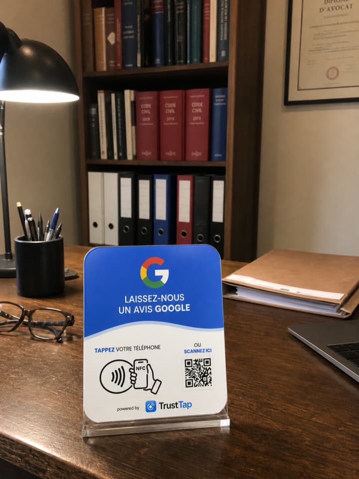 TrustTap plate on a desk
