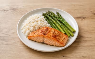 Saumon asperges riz