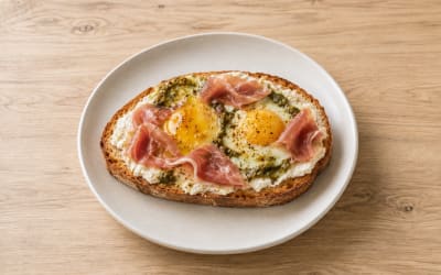 Bruschetta œufs & jambon cru