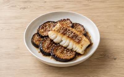 Cabillaud aubergine miso