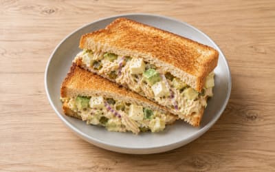 Sandwich au poulet crémeux à l’avocat, cornichon et mozzarella