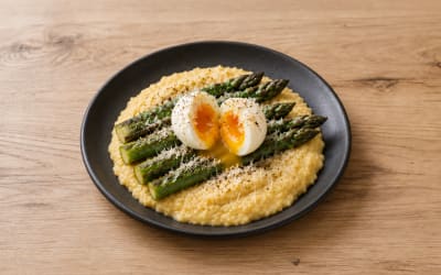 Polenta, œuf & asperges grillées