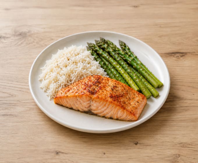 Saumon asperges riz