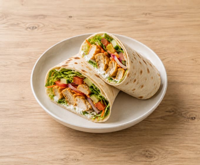 Wraps au poulet, crudités et fromage frais léger