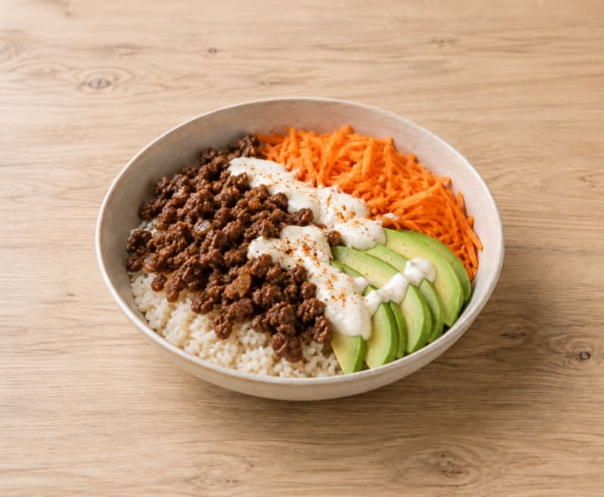 Bowl protéiné riz & bœuf haché