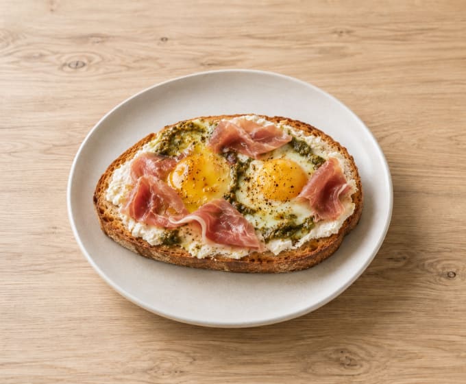 Bruschetta œufs & jambon cru