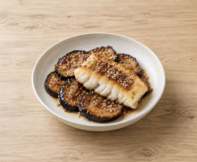 Cabillaud aubergine miso