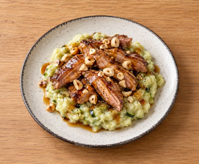 Émincés de Canard, Purée de Courgettes et Pommes de Terre