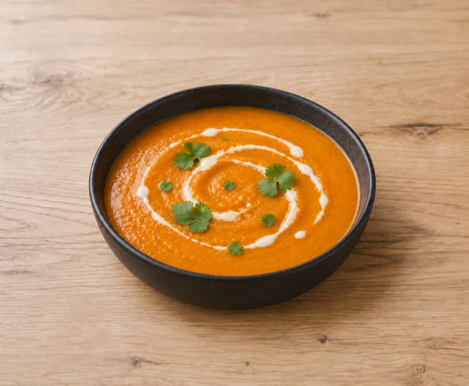 Velouté de courge butternut et poivron rouge