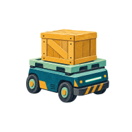 Mobiler Transportroboter mit Holzkiste