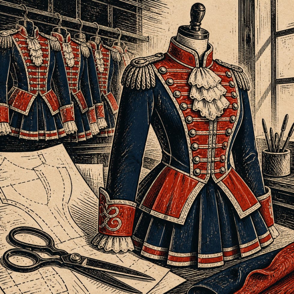 Redaktionelle Illustration zu 322 Schnitte für Gardeuniformen – eine komplette Manufaktur zum Mitnehmen