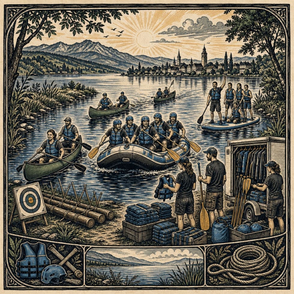 Redaktionelle Illustration zu 16 Kanus, vier Rafts, ein Team-SUP: Am Bodensee wartet ein ganzer Abenteuerbaukasten