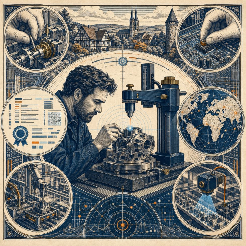 Redaktionelle Illustration zu Das Hundertstel bewahren: Mittelfrankens Messtechnik für die nächste Fabrikgeneration
