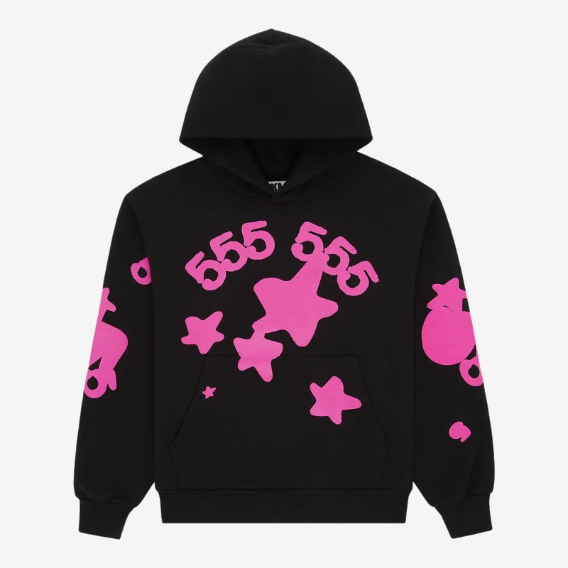 555 Hoodie Black/Pink