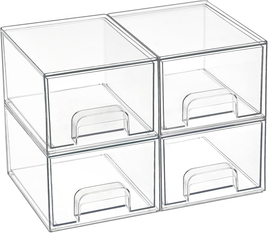 clear stackable bins