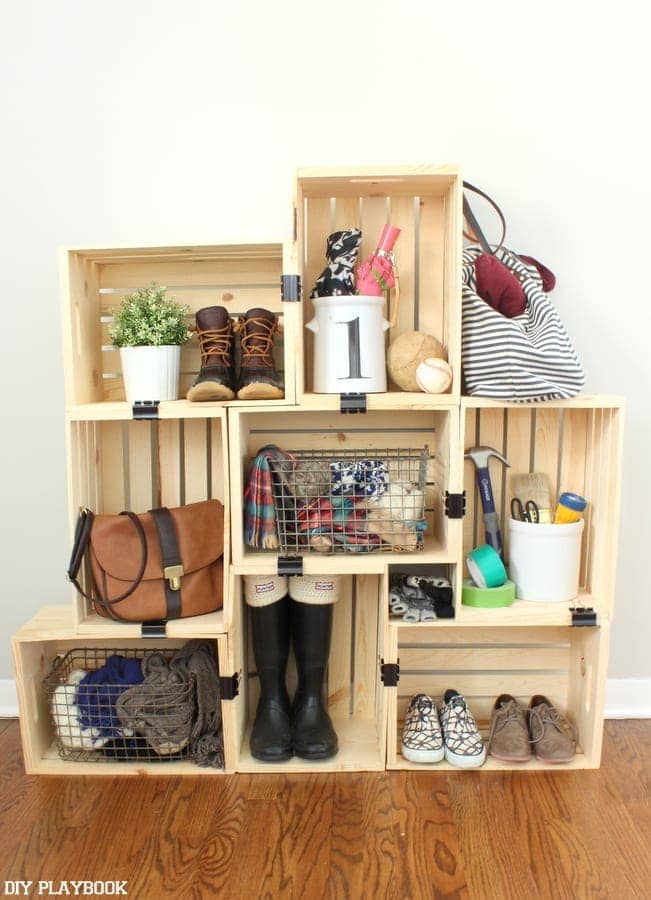wood crate shelving