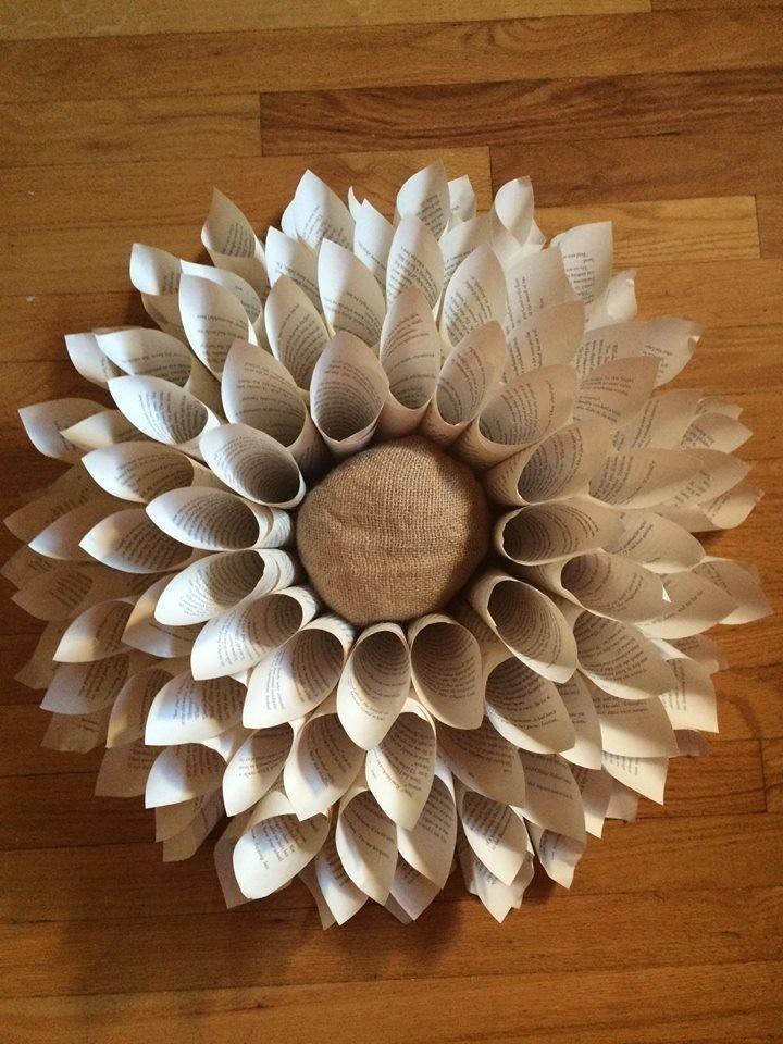 book page flower wreath